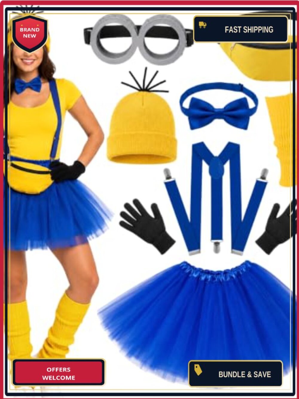 10Pc Halloween Costume Accessory Set Womens Cosplay Party Dress Up Kit